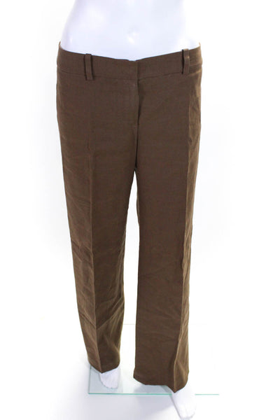 Chloe Women's Hook Closure Flat Front Straight Leg Dress Pant Brown Size 40