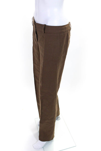 Chloe Women's Hook Closure Flat Front Straight Leg Dress Pant Brown Size 40