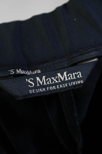 Max Mara Womens Beaded Round Neck Sleeveless Blouse Top + Pants Set Navy Size S