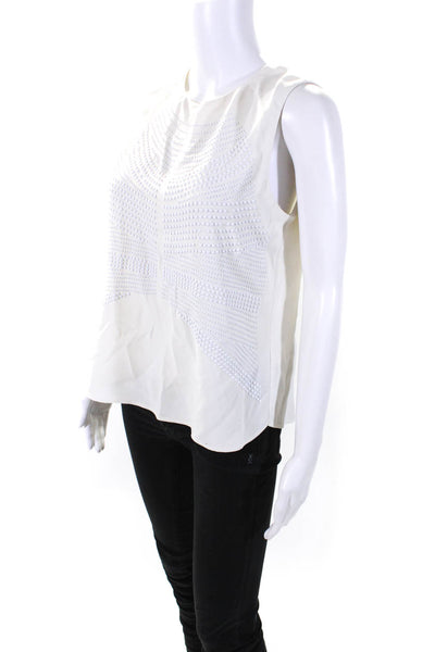 A.L.C. Womens Silk Textured Spotted Print Sleeveless Blouse Top White Size S