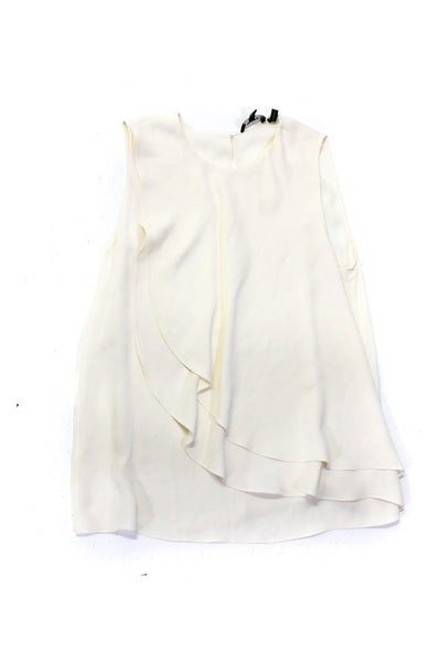 Theory J Crew Collection Womens Sleeveless Blouses Ivory Blue Size M 6 Lot 2