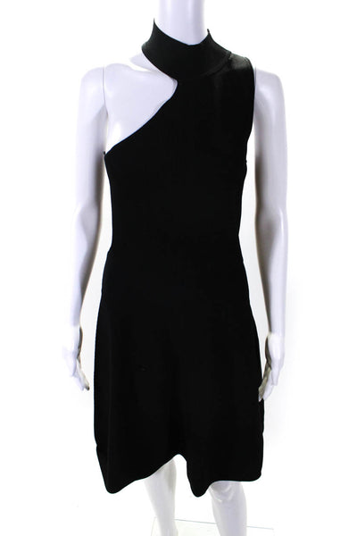 Cushnie Et Ochs Womens Sleeveless One Shoulder Choker A Line Dress Black Size L