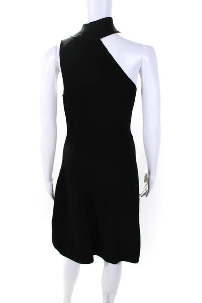 Cushnie Et Ochs Womens Sleeveless One Shoulder Choker A Line Dress Black Size L