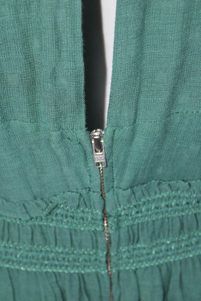 Isabel Marant Etoile Womens Sleeveless V Neck Tiered A Line Dress Green Size 42