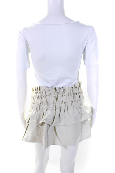 Isabel Marant Etoile Womens Cotton Elastic Waist Mini Skirt Beige Size 40