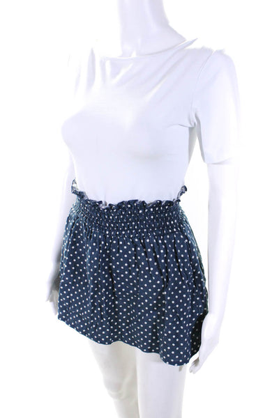 Hatch Womens Cotton Polka Dot Elastic Waist A Line Skirt Blue Size O/S