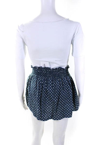 Hatch Womens Cotton Polka Dot Elastic Waist A Line Skirt Blue Size O/S