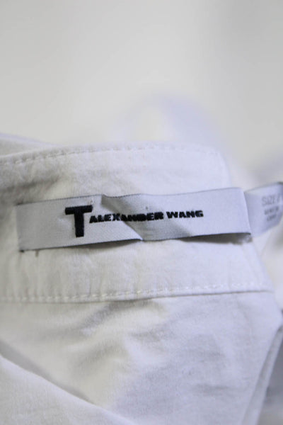 T Alexander Wang Womens Cotton Drawstring One Shoulder Blouse White Size 8