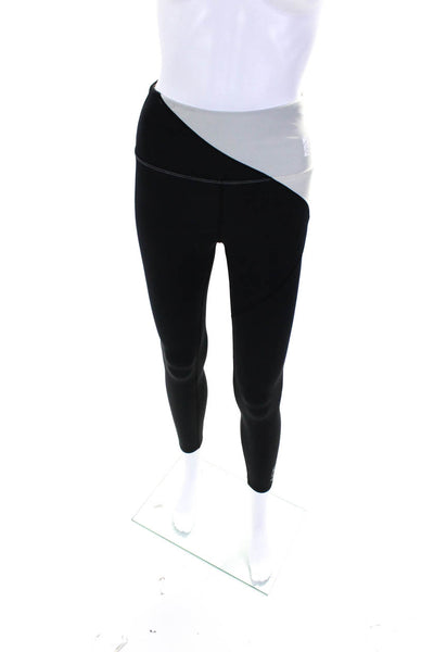 PE Nation Womens High Rise Logo Cropped Leggings Black Gray Size Small