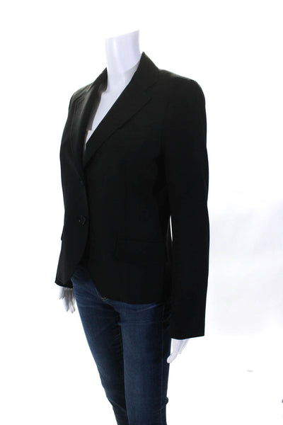 Theory Womens Notched Collar Three Button Blazer Jacket Black Wool Size 10