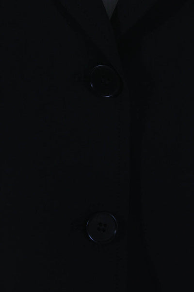 Theory Womens Notched Collar Three Button Blazer Jacket Black Wool Size 10