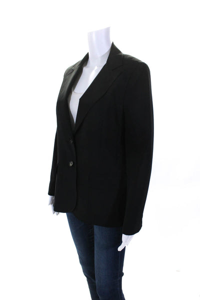 Theory Womens Pinstripe Two Button Blazer Jacket Black Size Large