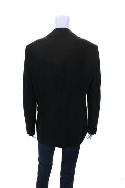 Theory Womens Pinstripe Two Button Blazer Jacket Black Size Large