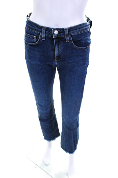 Rag & Bone Womens High Waist Ankle Flare Jeans Pants Blue Cotton Size 27