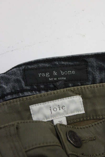 Rag & Bone Joie Womens Wax Coated Slim Skinny Jeans Pants Size 26 Lot 2