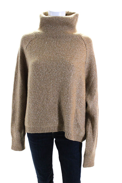 John + Jenn Womens Long Sleeve Pullover Turtleneck Sweater Brown Size L