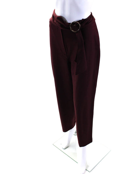 Club Monaco Womens Round Buckled Wrapped Belted Tapered Dress Pants Red Size 12