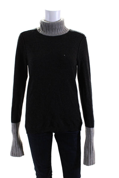Magaschoni Womens Pullover Cashmere Turtleneck Sweater Gray Size Medium