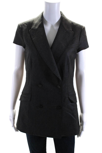 Rag & Bone Womens Double Breasted Pointed Lapel Short Sleeve Jacket Gray Size 8