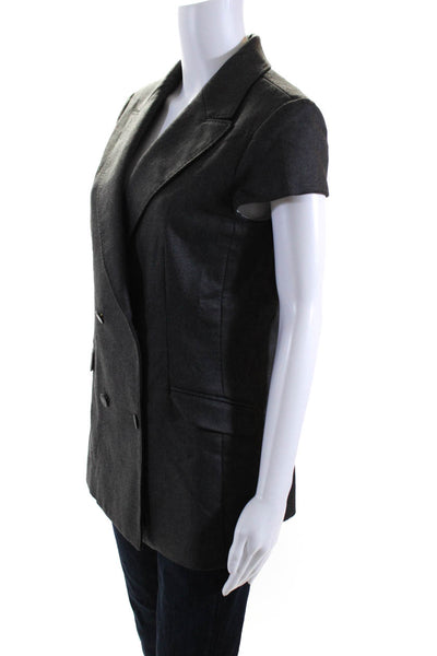Rag & Bone Womens Double Breasted Pointed Lapel Short Sleeve Jacket Gray Size 8
