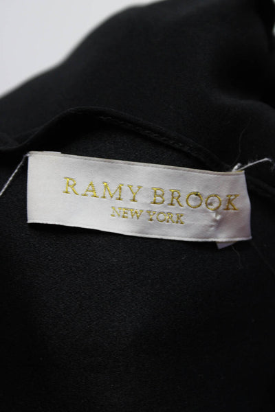 Ramy Brook Womens Silk Stretch Waist Sleeveless One Shoulder Romper Black Size M