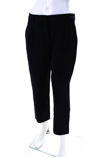 Prada Womens Wool Four Pocket Hook Close High-Rise Cropped Pants Navy Size 40S