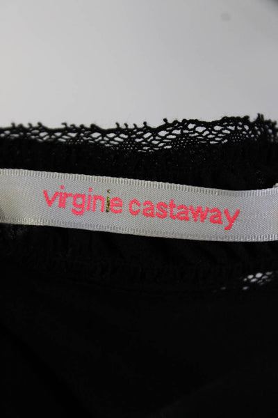 Virginie Castaway Womens Silk Lace Trim V-Neck Cami Tank Top Black Size L