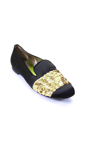 Roger Vivier Womens Sequin Round Toe Slip On Loafers Flats Black Size 37 7