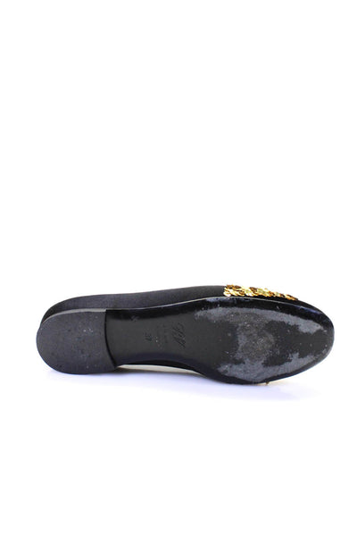 Roger Vivier Womens Sequin Round Toe Slip On Loafers Flats Black Size 37 7