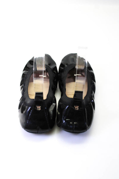 Yosi Samra Womens Stretch Patent Leather Pull On Ballet Flats Black Size 8