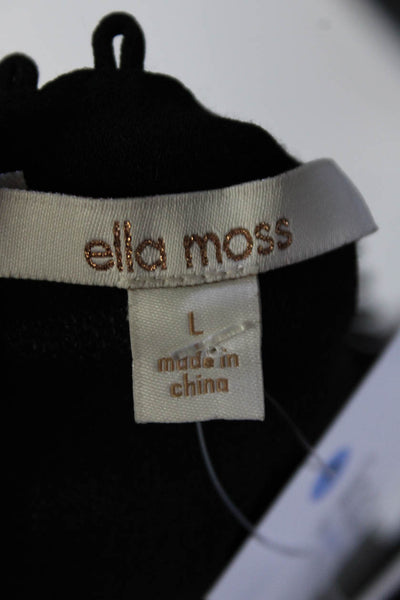 Ella Moss Women's V-Neck Long Sleeves Black Floral Mini Dress Size L
