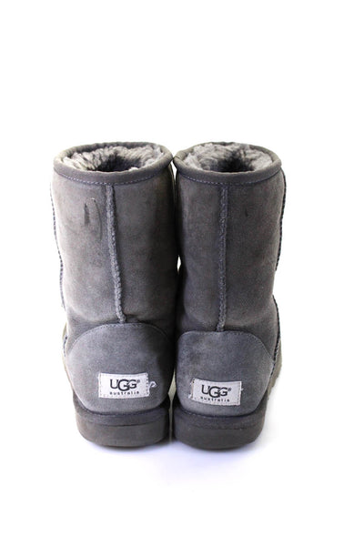 UGG Australia Womens Suede Shearling Lined Slip On Soft Flat Boots Gray Size 7