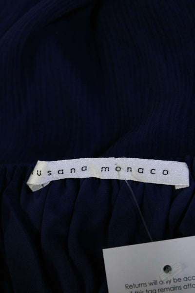 Susana Monaco Women's Scoop Neck Spaghetti Straps Ruffle Mini Dress Blue Size 6
