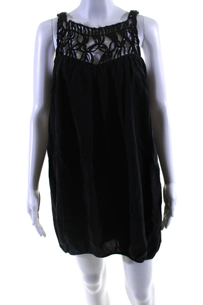 April May Women's Scoop Neck Sleeveless Silk Mini Dress Black Size XS