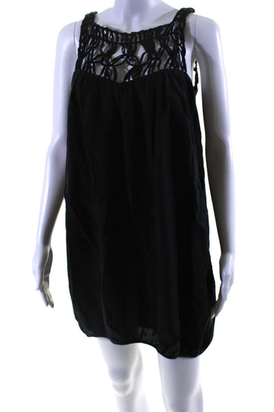 April May Women's Scoop Neck Sleeveless Silk Mini Dress Black Size XS