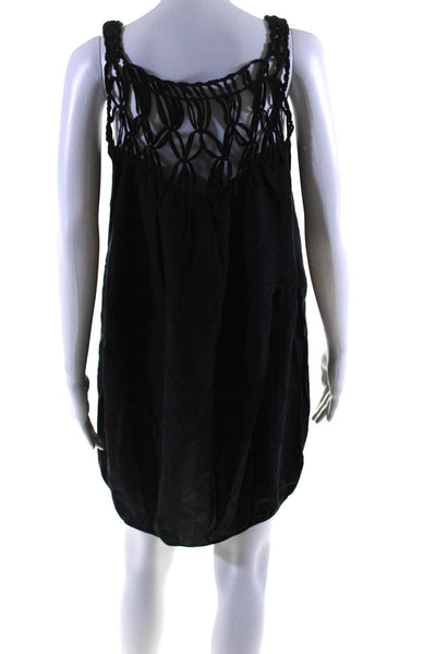 April May Women's Scoop Neck Sleeveless Silk Mini Dress Black Size XS