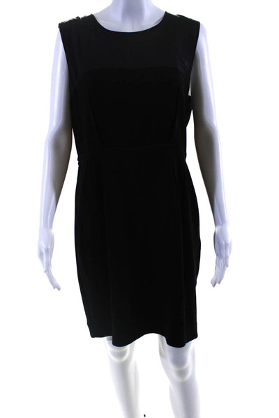 DKNY Women's Round Neck Sleeveless Sheer Top Mini Dress Black Size 14