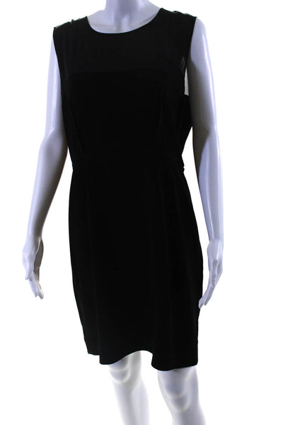 DKNY Women's Round Neck Sleeveless Sheer Top Mini Dress Black Size 14