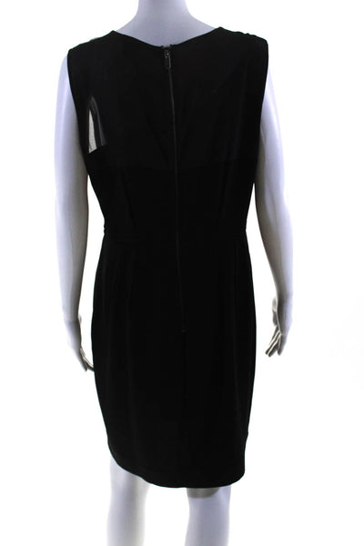 DKNY Women's Round Neck Sleeveless Sheer Top Mini Dress Black Size 14