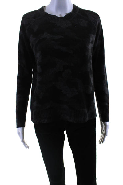 27 Miles Womens 100% Cashmere Camouflage Long Sleeved Sweater Gray Black Size XS
