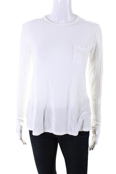 T Alexander Wang Womens Jersey Knit Long Sleeve Crewneck Shirt White Size XS