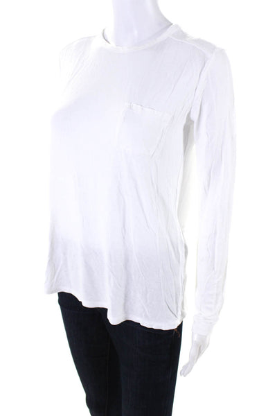 T Alexander Wang Womens Jersey Knit Long Sleeve Crewneck Shirt White Size XS