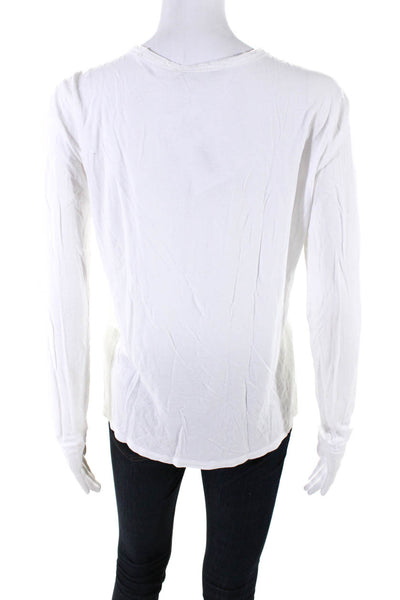 T Alexander Wang Womens Jersey Knit Long Sleeve Crewneck Shirt White Size XS