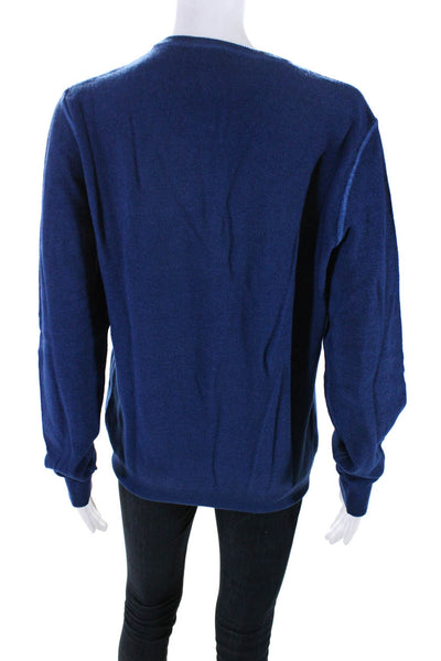 Gran Sasso Womens Wool Long Sleeve Pullover Knit Top Blue Size 48