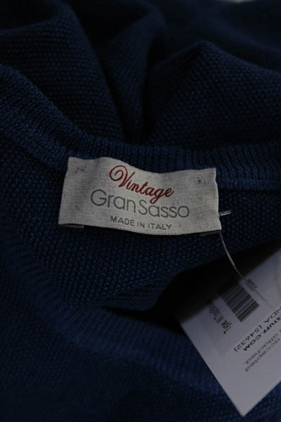 Gran Sasso Womens Wool Long Sleeve Pullover Knit Top Blue Size 48