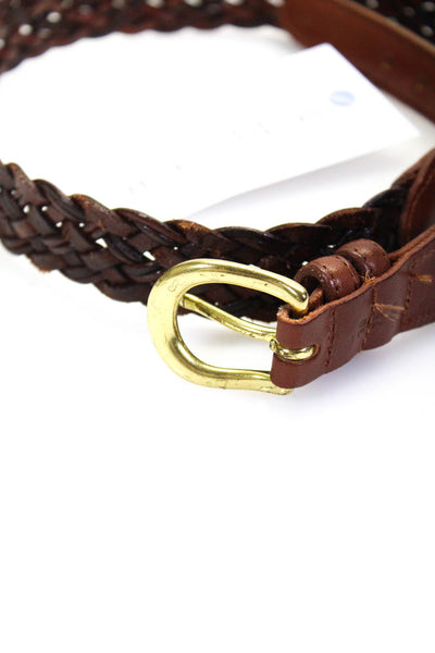 Coach Womens Leather Braided Gold Tone Hardware Belt Brown Size 30
