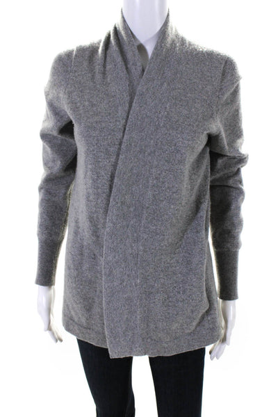 J Crew Womens Cashmere Tight Knit Open Front Long Sleeved Cardigan Gray Size S