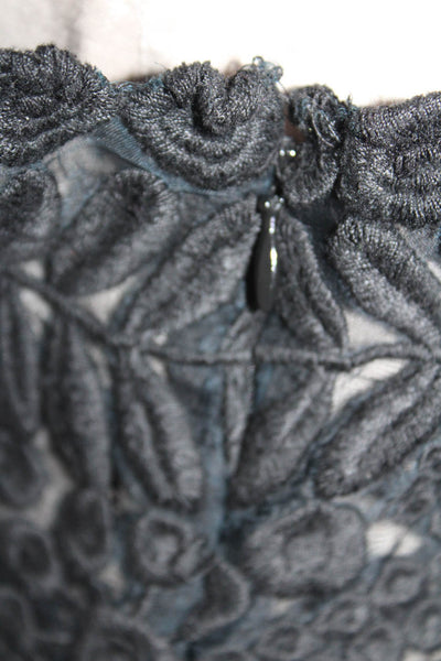 Yoana Baraschi Womens Black Silk Floral Embroidered Sleeveless Mini Dress Size12