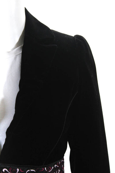Laundry by Shelli Segal Womens Black Velour Floral Blazer Skirt Set Size 6
