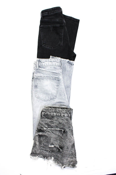 Zara Womens Denim Shorts Ripped Jeans Black Cotton Size 8 4 Lot 3